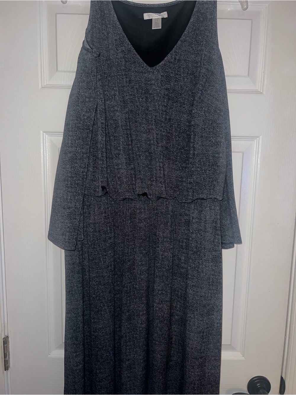 NWT London Times Cold Shoulder V-Neck Long Sleeve Hi-Low Dress - Gray 16W